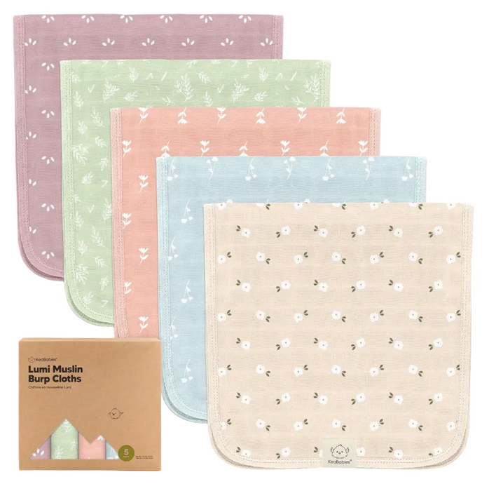 Shop KeaBabies 5-pack Lumi Muslin Burp Cloths, Bloom at GoodBuy Gear