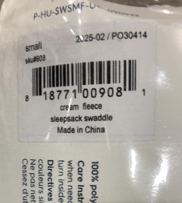 Halo Micro-Fleece Swaddle, Small, Cream