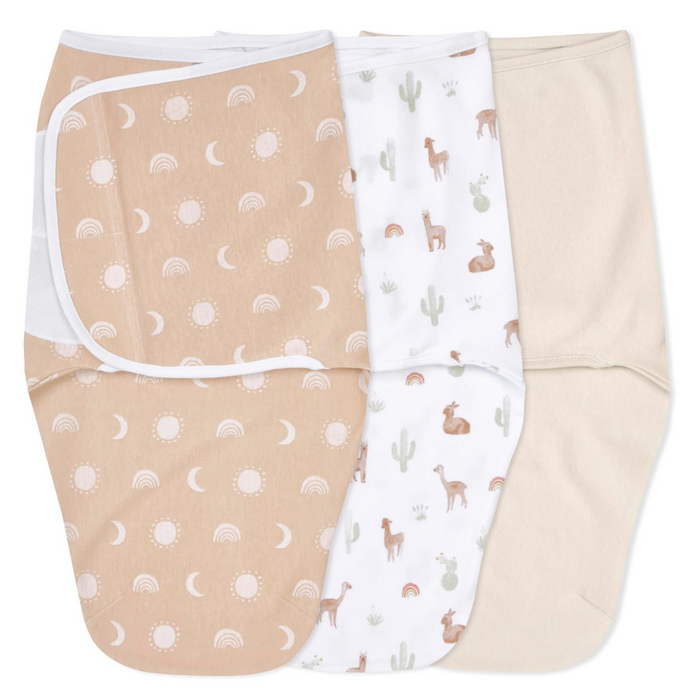 Aden + Anais Essentials Easy Wrap Swaddle, 3 Pack, 0-3 Months, Desert Sun