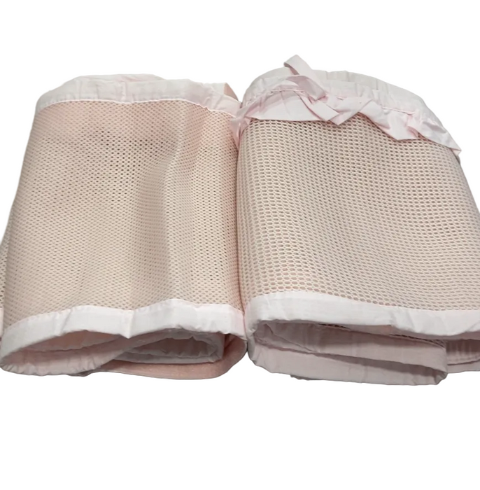 Breathable Baby Mesh Crib Liner Deluxe Ruffle Collection, Blush, Full Size/4 Sides