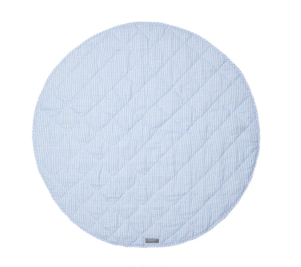Louelle Quilted Playmat, Round, Pale Blue Gingham