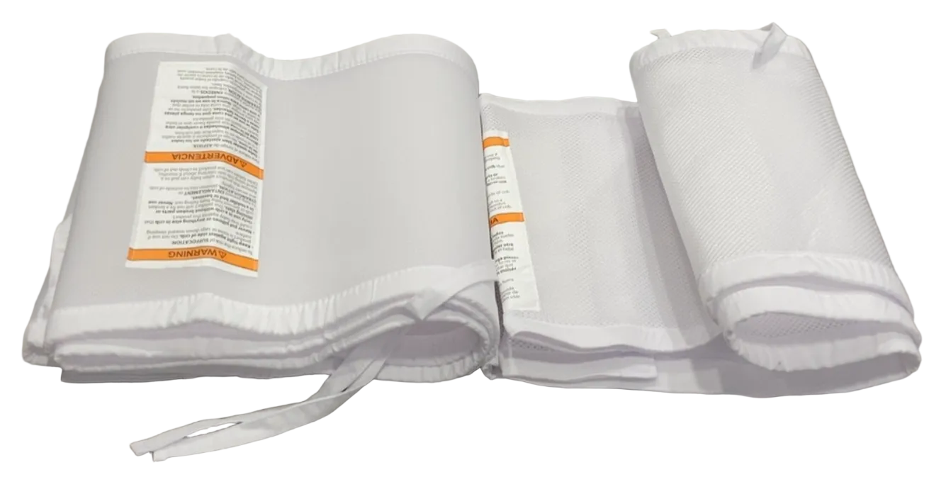 Breathable Baby Mesh Crib Liner, Full Size/4 Sides, White