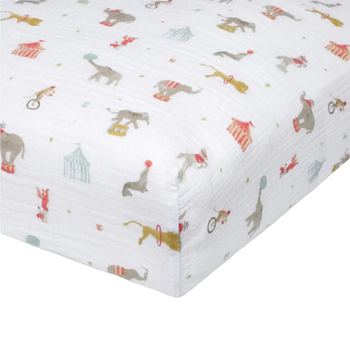 Aden + Anais Muslin Crib Sheet, Elephant Circus