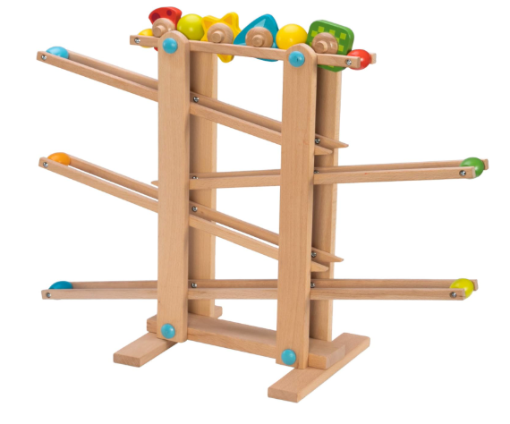 Fat Brain Toys Roll 'n Go Wooden Marble Run, 2+