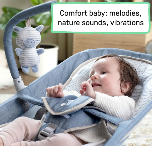 Ingenuity Happy Belly Rock-to-Bounce Massage Seat, Chambray