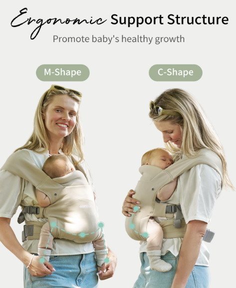 Grownsy Baby Carrier With Hip Seat, Cream