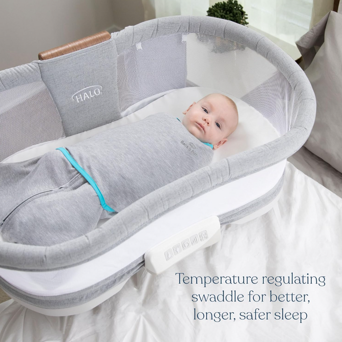 Halo IdealTemp SleepSack Swaddle, Heather Grey/Aqua, Newborn