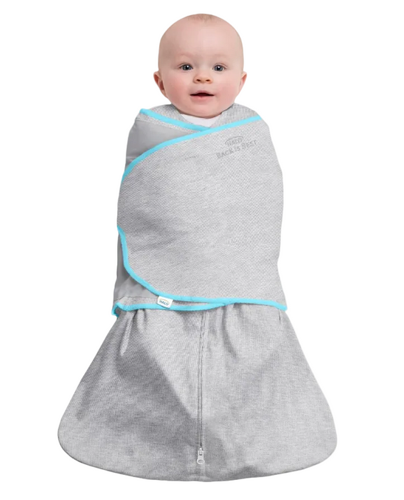 Halo IdealTemp SleepSack Swaddle, Heather Grey/Aqua, Newborn