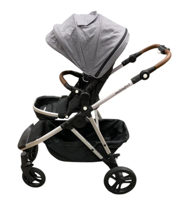 Mockingbird Single to Double 2.0 Stroller, 2025, Heather Grey, Silver With Penny Leather, Solid Grey