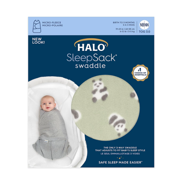 Shop Halo Micro-Fleece Swaddle, Newborn, Cozy Pandas at GoodBuy Gear