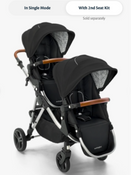 Shop Mockingbird Single to Double 2.0 Stroller, Black, Watercolor Drops, Silver With Black Leather, 2025 at GoodBuy Gear