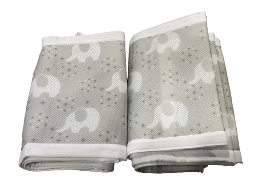 Shop Breathable Baby Mesh Crib Liner, Full Size/4 Sides, Grey Elephants at GoodBuy Gear