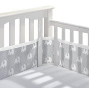 Shop Breathable Baby Mesh Crib Liner, Full Size/4 Sides, Grey Elephants at GoodBuy Gear