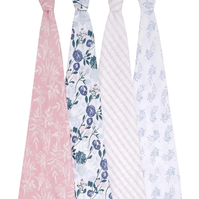 Aden + Anais Cotton Muslin Swaddle, 4pk, Flowers Bloom