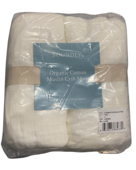 Soundly Organic Cotton Muslin Crib Sheet 2 Pack, Snow White