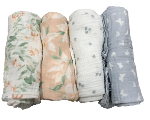 Aden + Anais Essentials Cotton Muslin Swaddle (4 Pack), Butterfly Garden