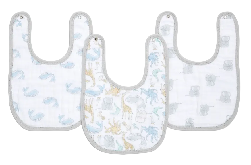 Shop Aden + Anais Muslin Snap Bibs, 3 Pack, Natural History at GoodBuy Gear