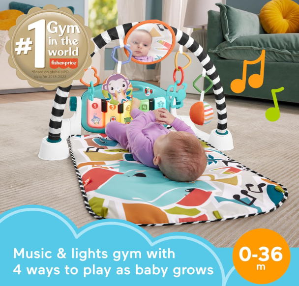 Shop Fisher Price Glow And Grow Kick And Play Piano Activity Mat, New Blue at GoodBuy Gear