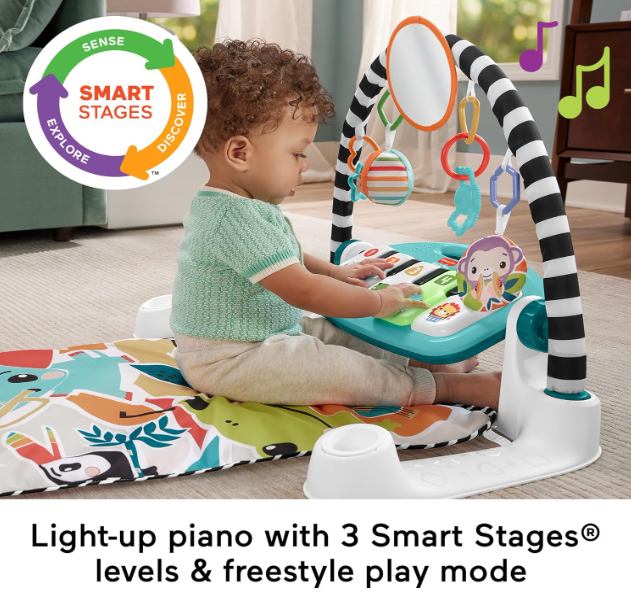 Shop Fisher Price Glow And Grow Kick And Play Piano Activity Mat, New Blue at GoodBuy Gear