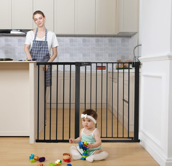 COMOMY Extra Wide Baby Gate, 48.8"W x 36"H, Black