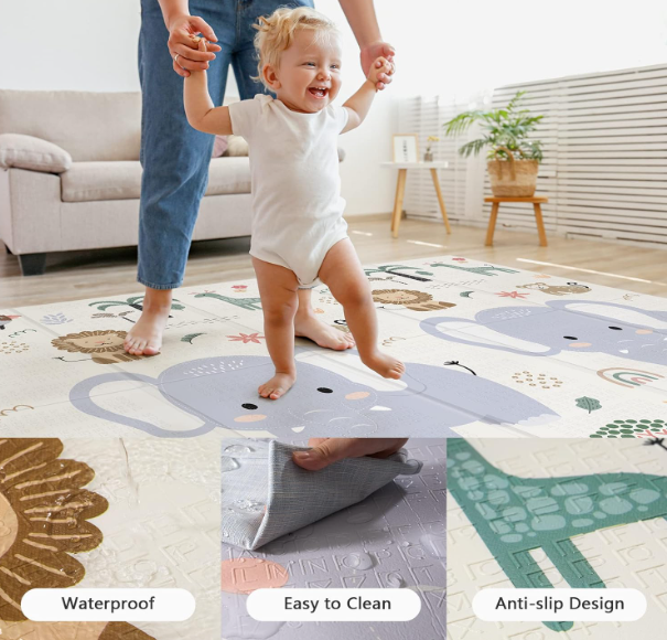 Noonkty Foldable Baby Extra Large Play Mat, Elephant