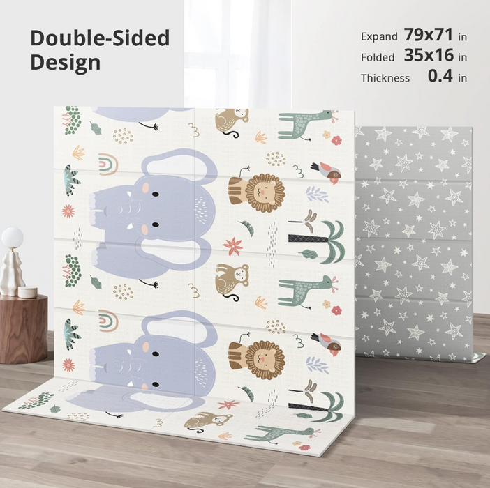 Noonkty Foldable Baby Extra Large Play Mat, Elephant