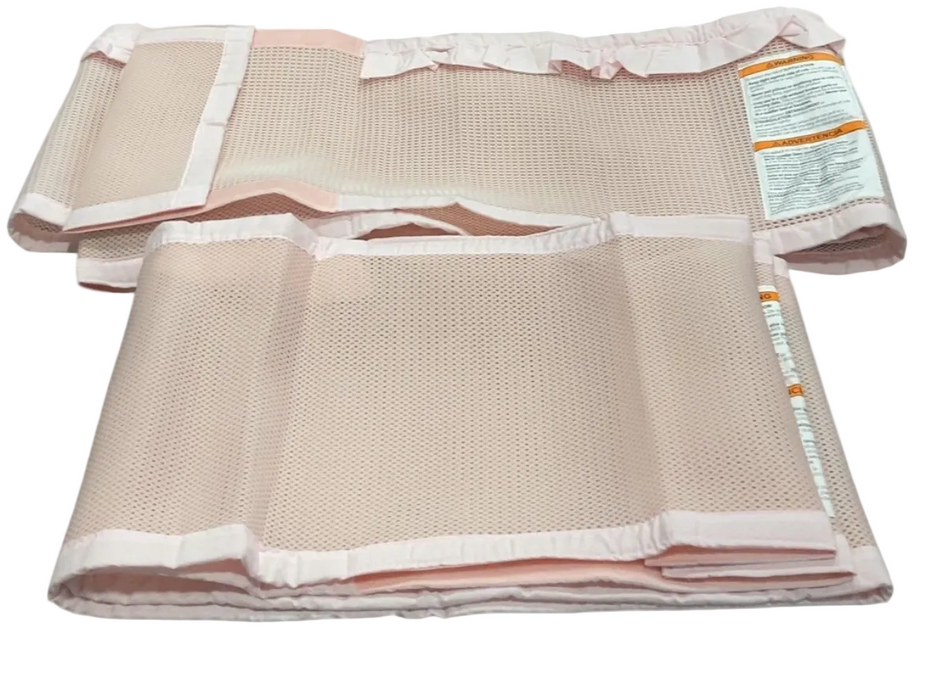 Breathable Baby Mesh Crib Liner Deluxe Ruffle Collection, Blush, Full Size/4 Sides