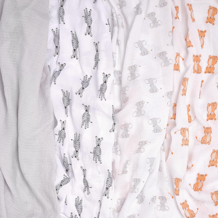 Aden + Anais Cotton Muslin Swaddle, 4pk, Safari Babes