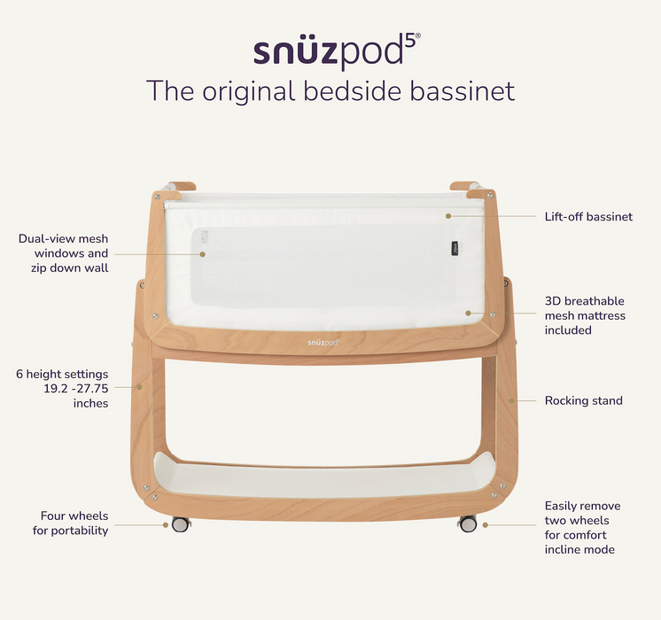 Shop Snuz SnuzPod5 Bedside Bassinet, Natural at GoodBuy Gear