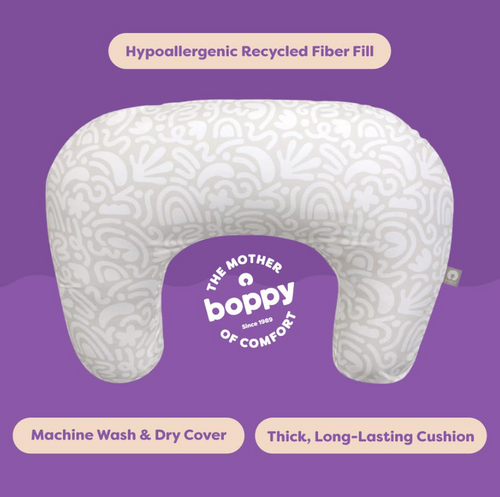 Shop Boppy Nursing Pillow, Base Model, Cream retro squiggles at GoodBuy Gear
