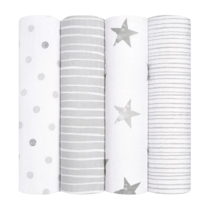 Aden + Anais Essentials Cotton Muslin Swaddle (4 Pack), Dusty