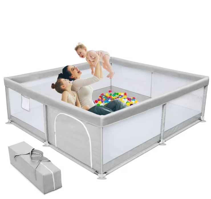 Babyeap Baby Playpen Large Play Yard Fence for Toddlers, Gray, 50"x50"