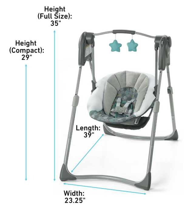 Graco Slim Spaces Compact Baby Swing, Tilden