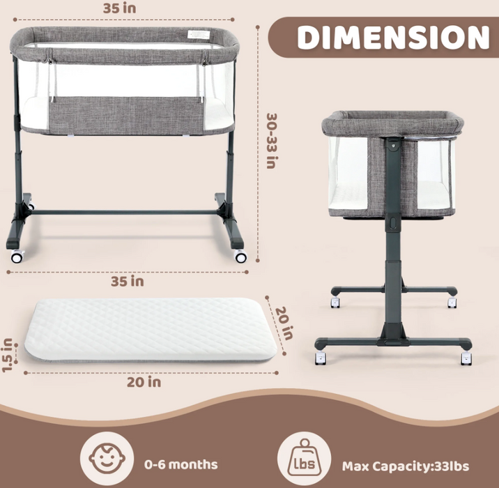 Shop AILEEKISS Baby Beside Sleeper, Grey at GoodBuy Gear