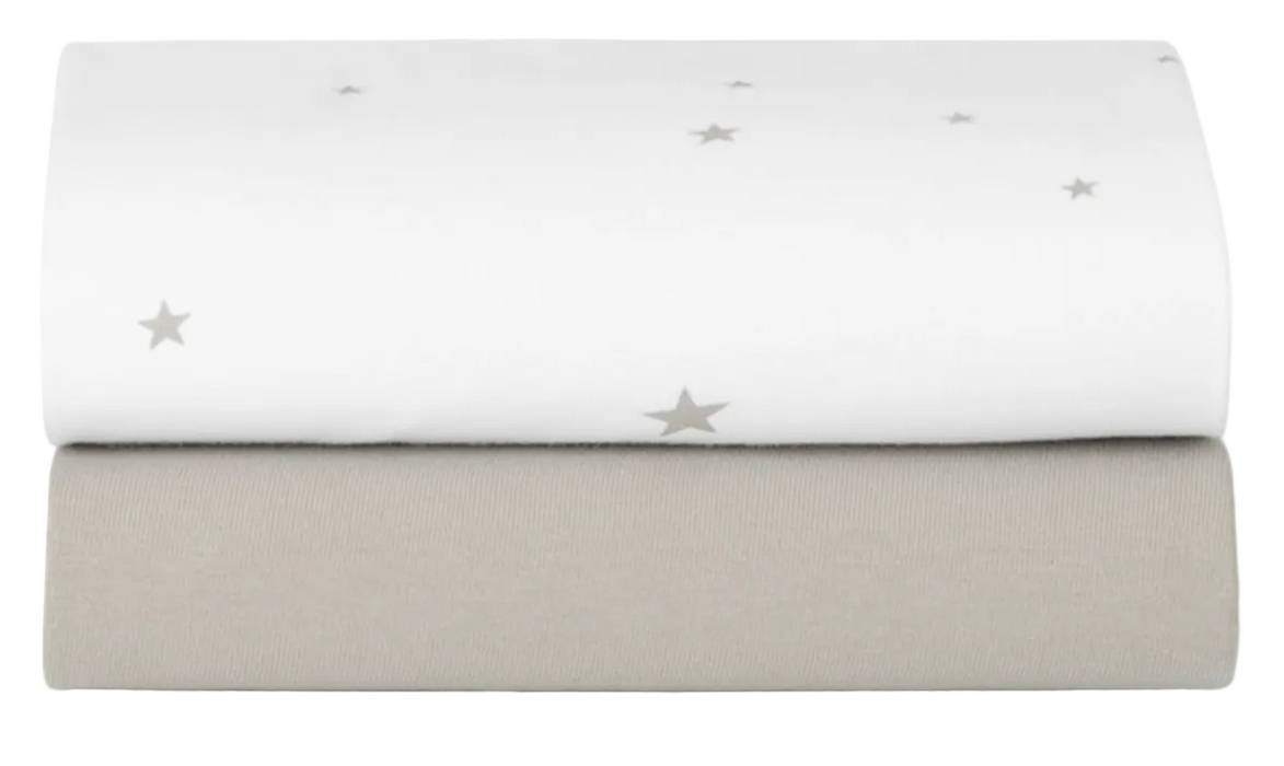 Snuz 2 Pack Fitted Sheets, Gray Star