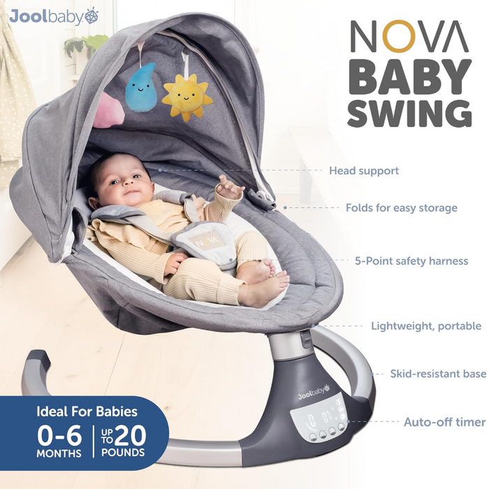 Shop Jool Nova Baby Swing, Gray, Signature at GoodBuy Gear