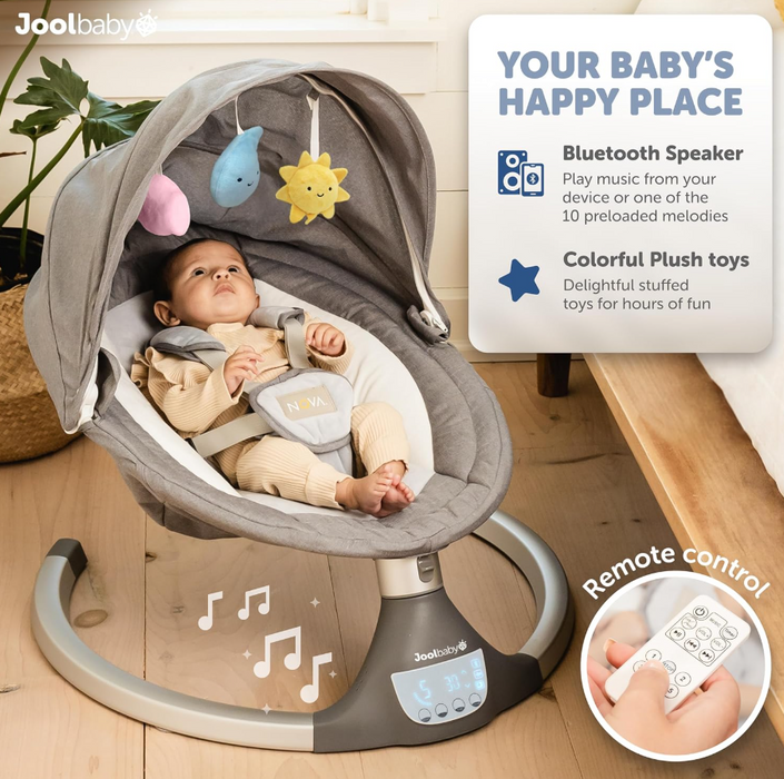 Shop Jool Nova Baby Swing, Gray, Signature at GoodBuy Gear