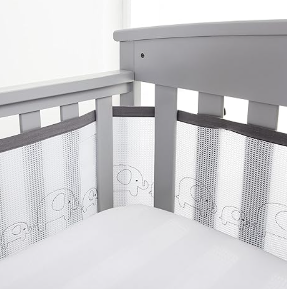 Shop Breathable Baby Mesh Crib Liner, Elephants, Full Size/4 Sides at GoodBuy Gear