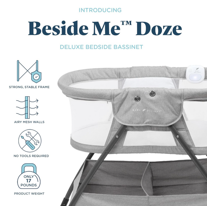 Shop Baby Delight Beside Me Doze Deluxe Bedside Bassinet, Pebble Grey at GoodBuy Gear