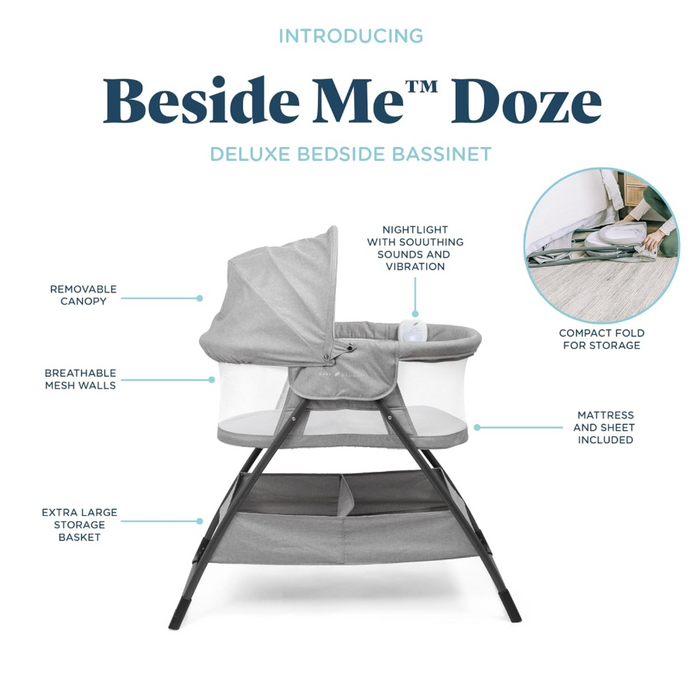 Shop Baby Delight Beside Me Doze Deluxe Bedside Bassinet, Pebble Grey at GoodBuy Gear