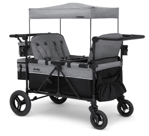 Shop Delta Children Jeep Deluxe Wrangler Wagon Stroller with Cooler Bag and Parent Organizer, Grey, 4 Seater at GoodBuy Gear