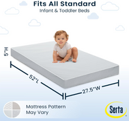 Shop Serta Perfect Start Limited Dual Sided Baby Crib Mattress and Toddler Mattress, 52"x27.5"x5" at GoodBuy Gear