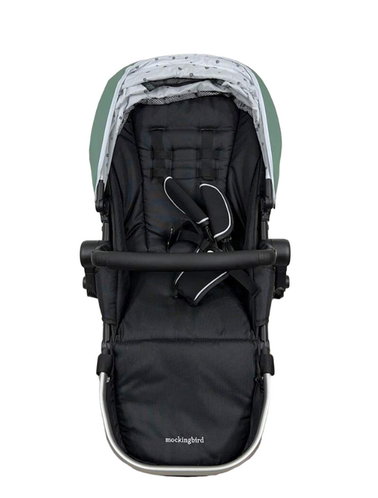 Shop Mockingbird 2nd Seat Kit with Extendable Canopy, Sage, Watercolor Drops, Silver With Black Leather at GoodBuy Gear