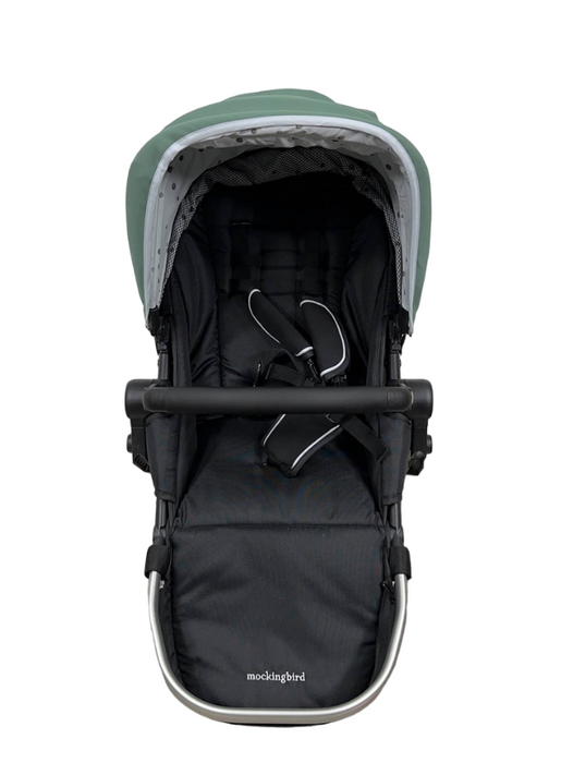 Shop Mockingbird 2nd Seat Kit with Extendable Canopy, Sage, Watercolor Drops, Silver With Black Leather at GoodBuy Gear