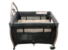 Shop Monbebe Play Yard with Full-Size Rocking Bassinet, Castle Point at GoodBuy Gear