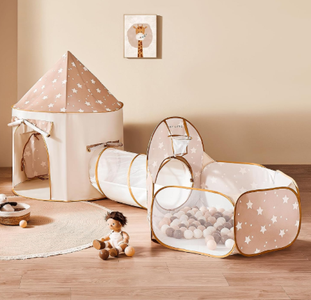 Shop Tiny Land 3-in-1 Toddler Play Tunnel Set, Khaki at GoodBuy Gear