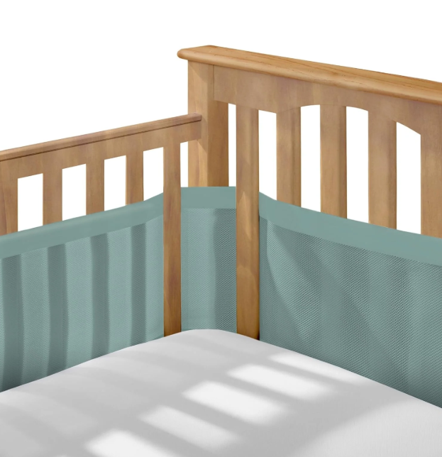 Shop Breathable Baby Mesh Crib Liner, Full Size/4 Sides, Green Seaglass at GoodBuy Gear