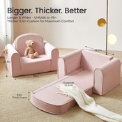 Shop Tiny Land 2-in-1 Foldable Kids Couch with Pockets, Pink at GoodBuy Gear