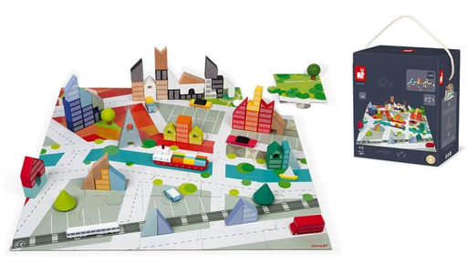 Shop Janod 60 Kubix Blocks + City Puzzle, J08304 at GoodBuy Gear