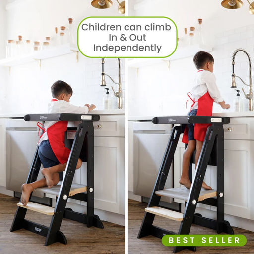 Shop Little Partners Learn ‘N Fold Learning Tower, Charcoal with Natural at GoodBuy Gear